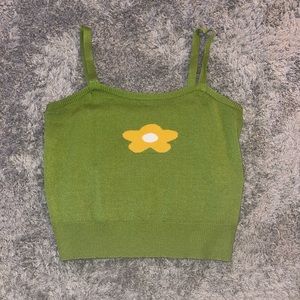 Green Flower crop top